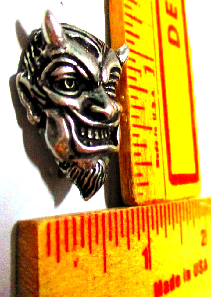 Horned Devil pin vintage old Demon collectible horny biker vest hat pinback