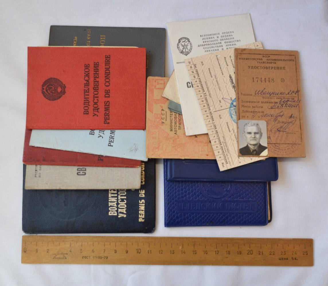 USSR Driver's license Documents Soviet certificate ID card ticket old paper lot