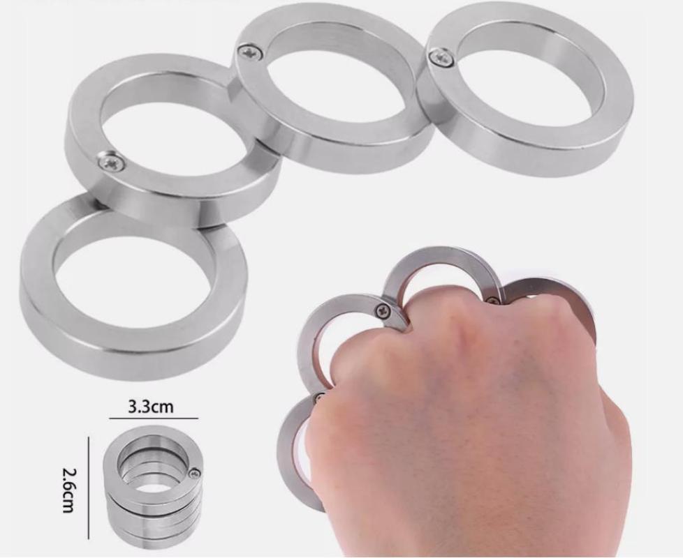 4X Stainless Steel Outdoor Rotatable Folding Buckle Ring For Hiking Defense