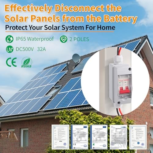 Solar Panel Disconnect Switch DC 500V Solar Circuit Breaker Box 32Amp IP65