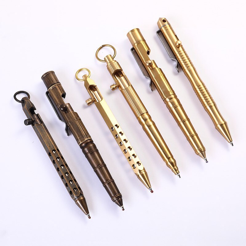 Quality Solid Brass Bolt Action Ball Point Pen Copper Art Craft Pocket EDC Gift