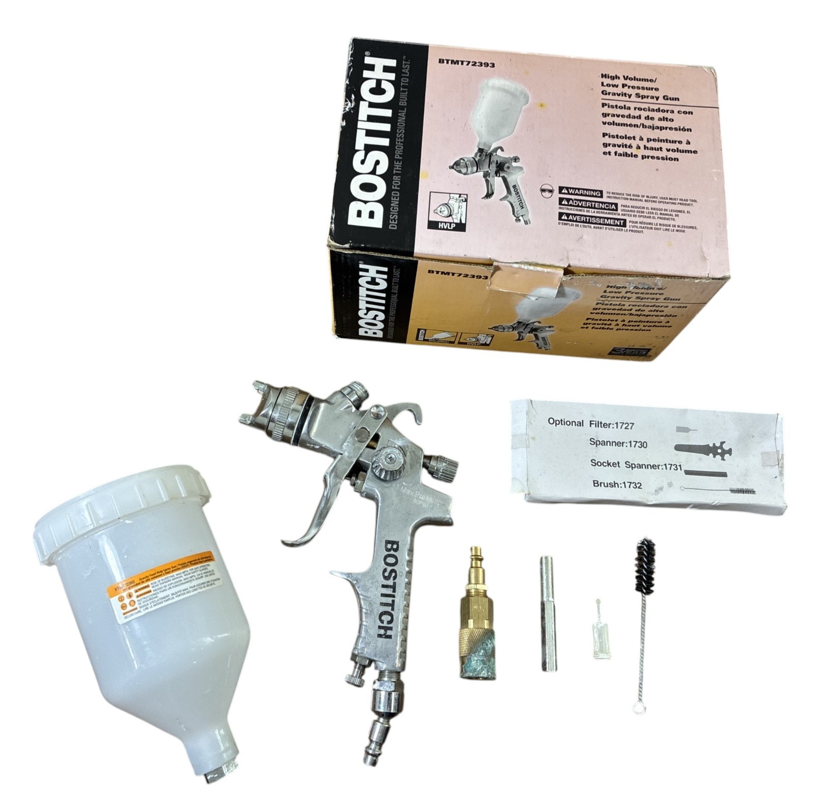 Bostitch BTMT72393 HVLP High Volume Low Pressure Gravity Feed Paint Spray Gun
