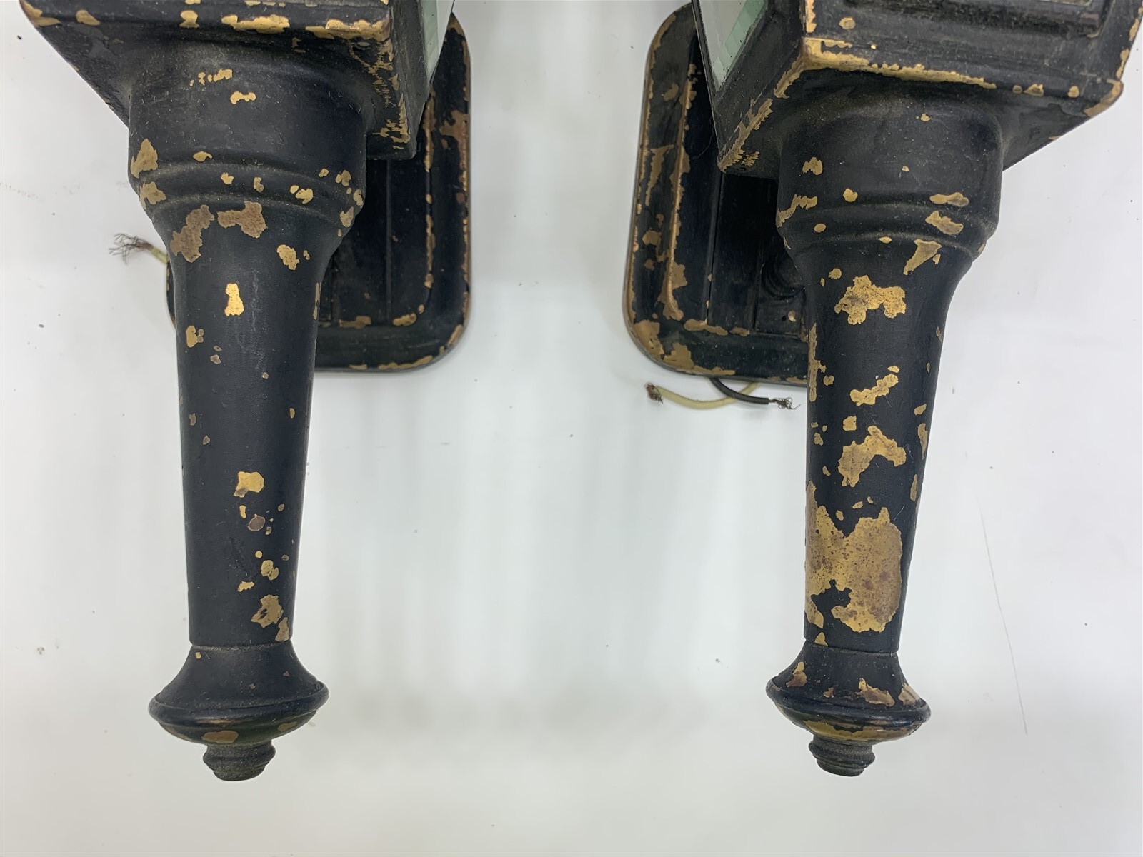 QTY 3 Black Painted Brass Vintage Carriage Lamps Lights Sconce Electric Gothic