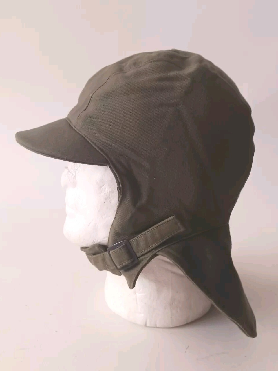 USN Winter Cloth Deck Helmet OD Green Hat Size 7-1/4 NOS