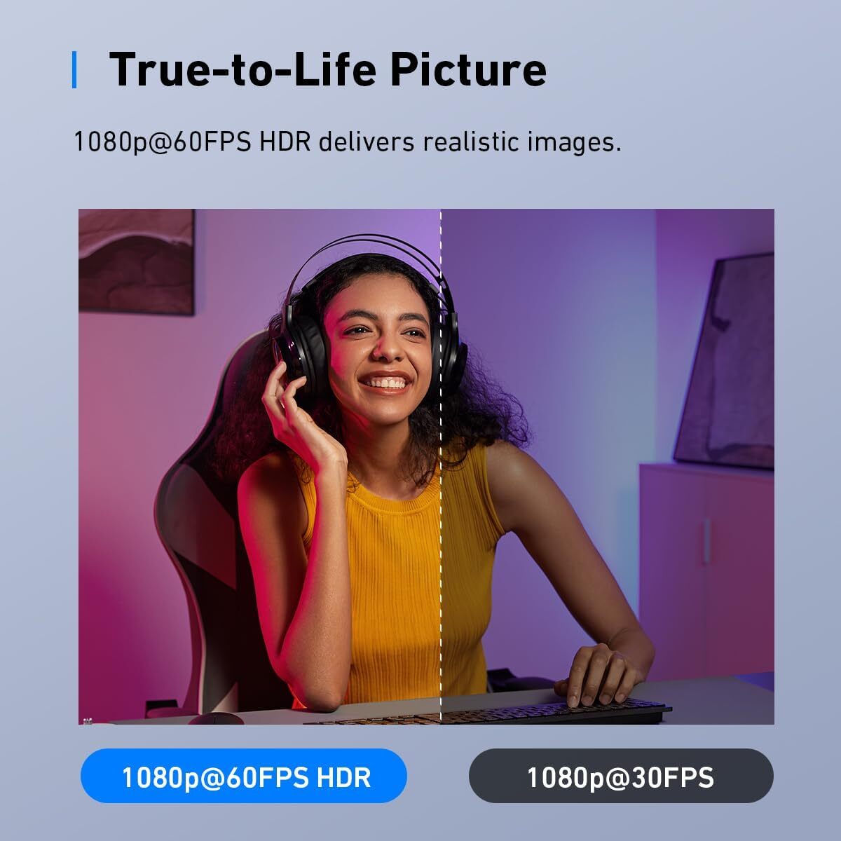 AnkerWork C310 Webcam 4K Camera with Cover AI Auto Focus AI Noise Canceling Mic