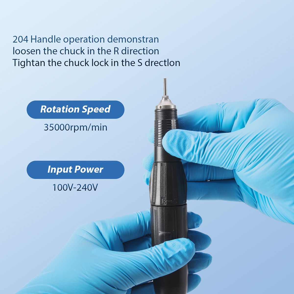 Dental Electric Micromotor Nail Drill 35K RPM Motor Polishing Carving Handpiece