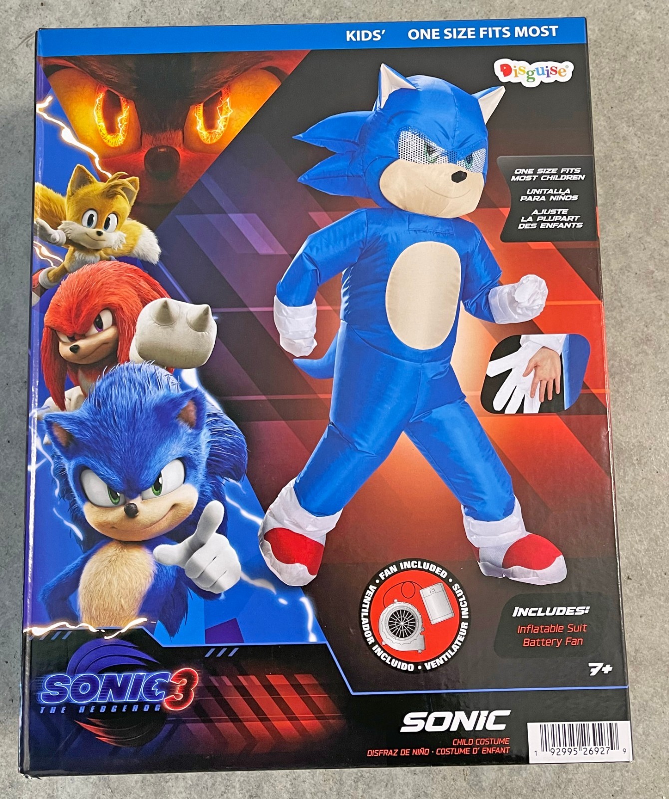 Sonic The Hedgehog 3 Unisex Child Youth Inflatable Halloween Costume One Size