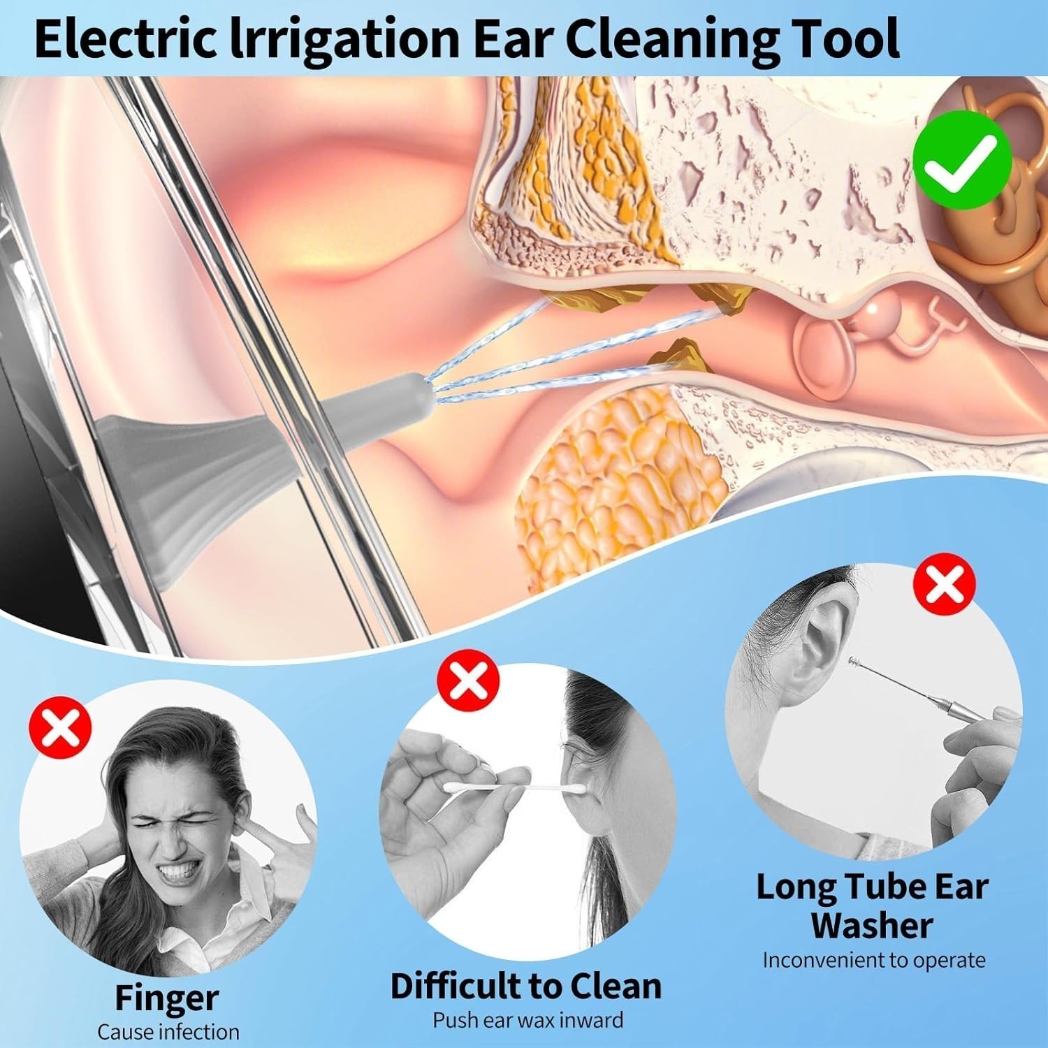 Ear Wax Removal with One-Piece Waste Tank, Powered Ear Wax Remover,12 Tips,New，a