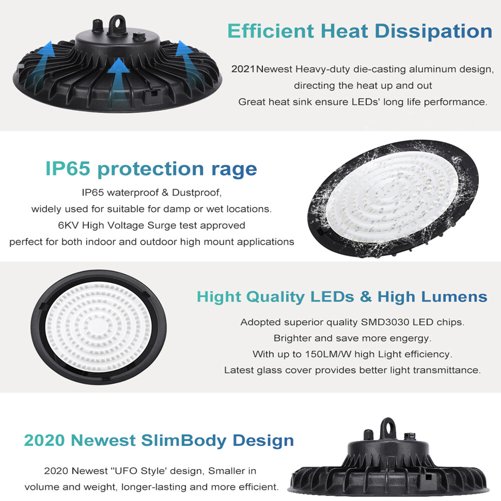 UFO LED High Bay Light 100W-300W Commercial Warehouse Factory Lighting Fixture