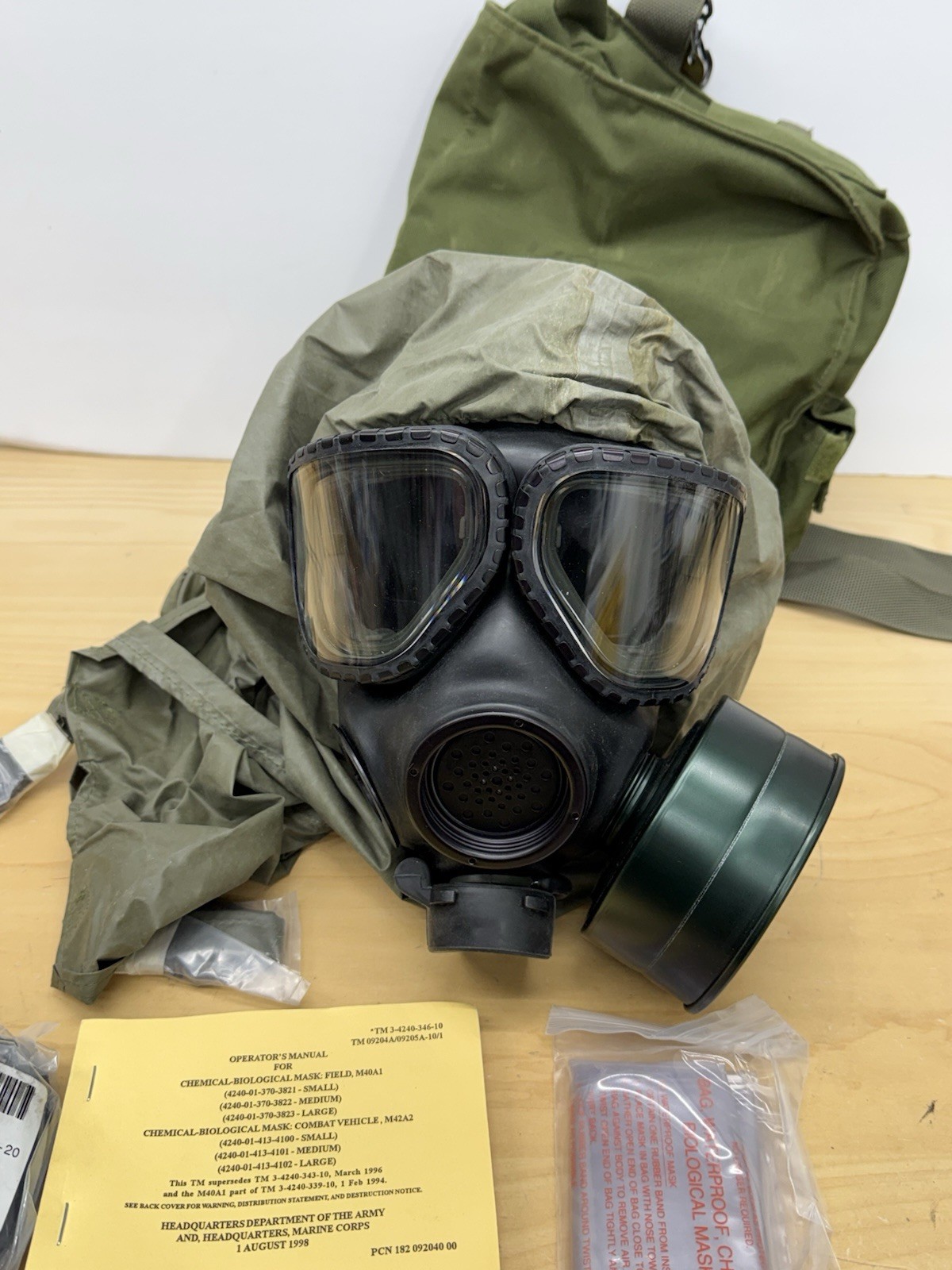 US Military M40/M42 Series Chemical Biological Gas Mask Hood Bag Case & Parts