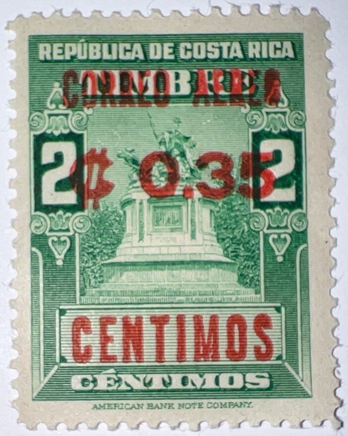 TRAVELSTAMPS: 1962 COSTA RICA STAMPS SC# C341 SURCHARGED AIR MAIL , MOGNH