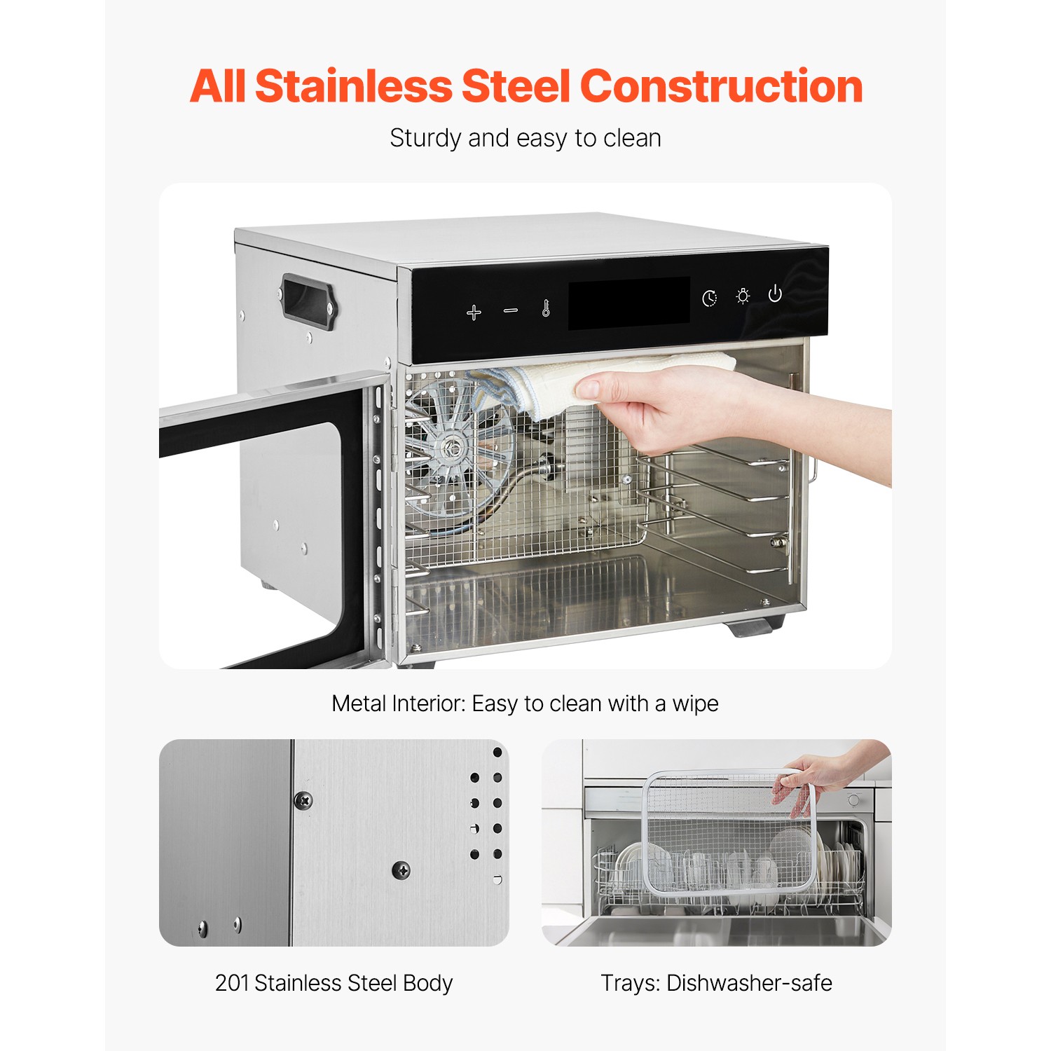 6 Trays Food Dehydrator Machine Jerky Meat Fruit Drying Timer & Temp Control