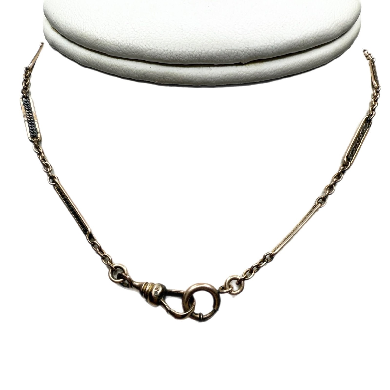 LUX Antique Bar Link Watch Chain Necklace, with Dog Clip, 13”