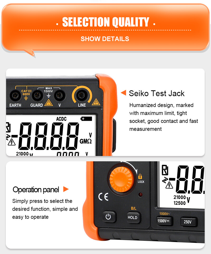 Megger Digital Earth Ground Insulation Resistance Tester Voltmeter