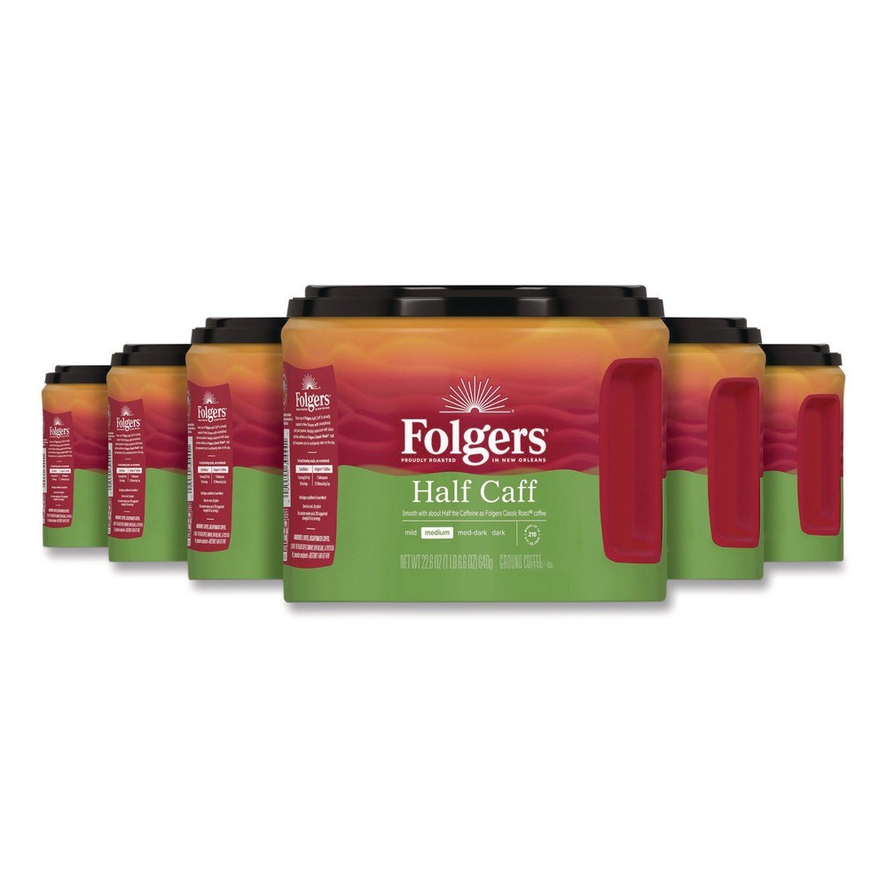 Folgers 20527CT 22.6 oz. Canister Half Caff Coffee (6/Carton) New