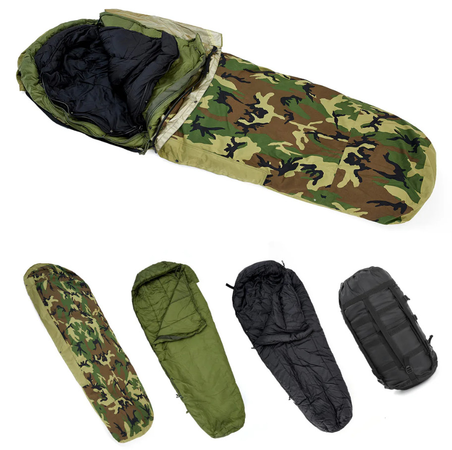 USGI Military 4 Piece Sleep System ECW Woodland Camo Modular Sleep System MSS VG