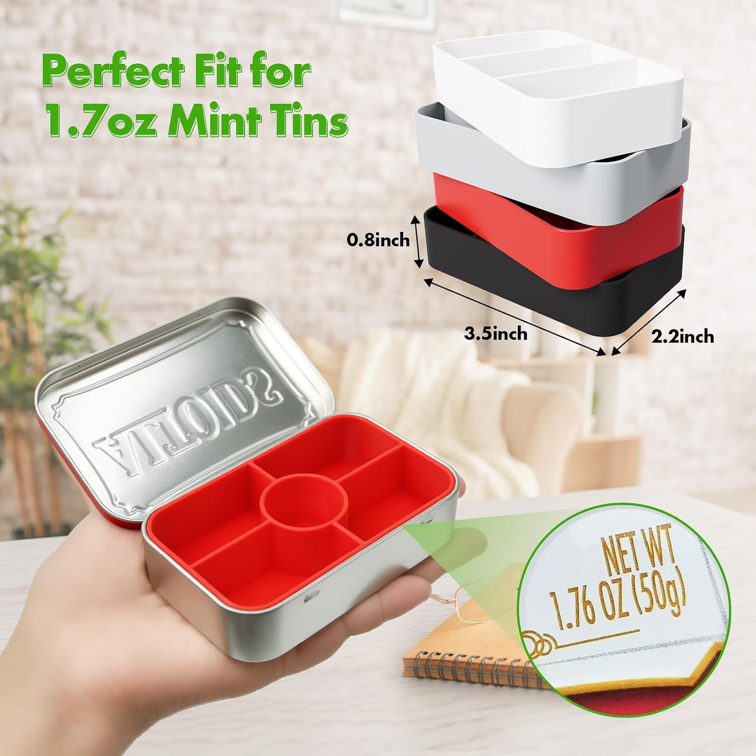 4-Pack Tin Organizer Inserts for Altoids 1.76oz – Dividers for Travel, Pills & M