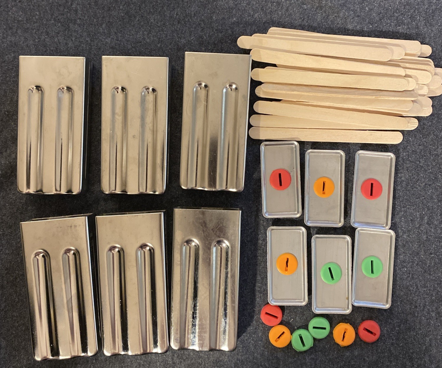 Metal Popsicle Mold Set of 6 Stainless Steel Molds & Lids NO HOLDER Extra Parts