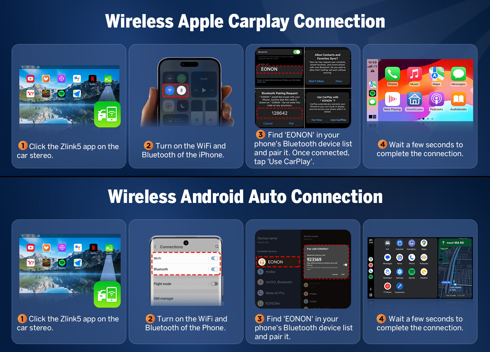 UX6K PRO MAX 2 DIN Android 13 8+128GB 10.1" QLED Car Stereo GPS CarPlay Radio 4G