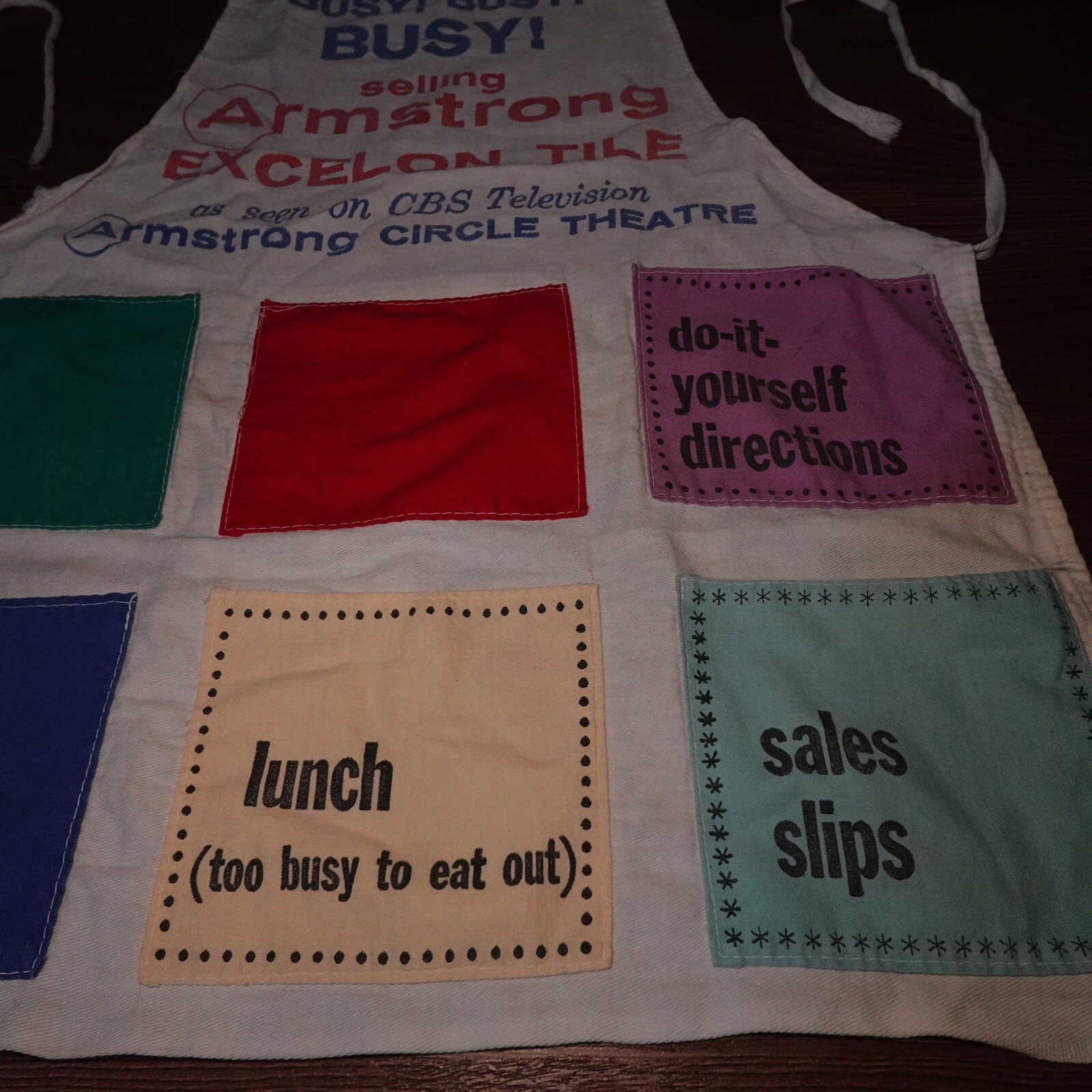 Vintage 50/60s Selvedge Salesman Apron Advertising Armstrong Excelon Tiles