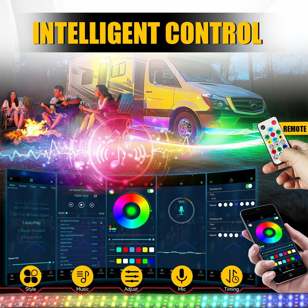 6Pcs Million Color Car Truck Underglow Under Body Accent Glow Neon LED Light Kit