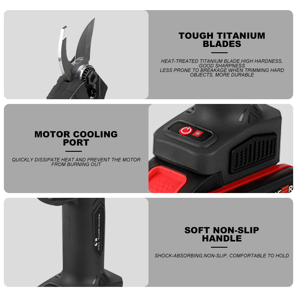 Electric Pruning Shears Cordless Pruner Brushless Branch Cutter with 2 Batteries