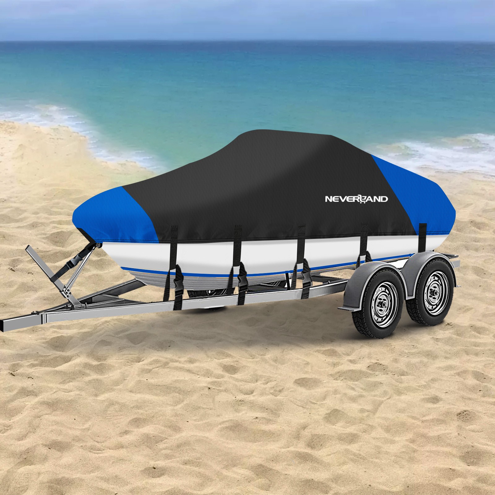 17ft 18ft 19ft Trailerable Waterproof Boat Cover 210D V-Hull Fit up to 102" Beam