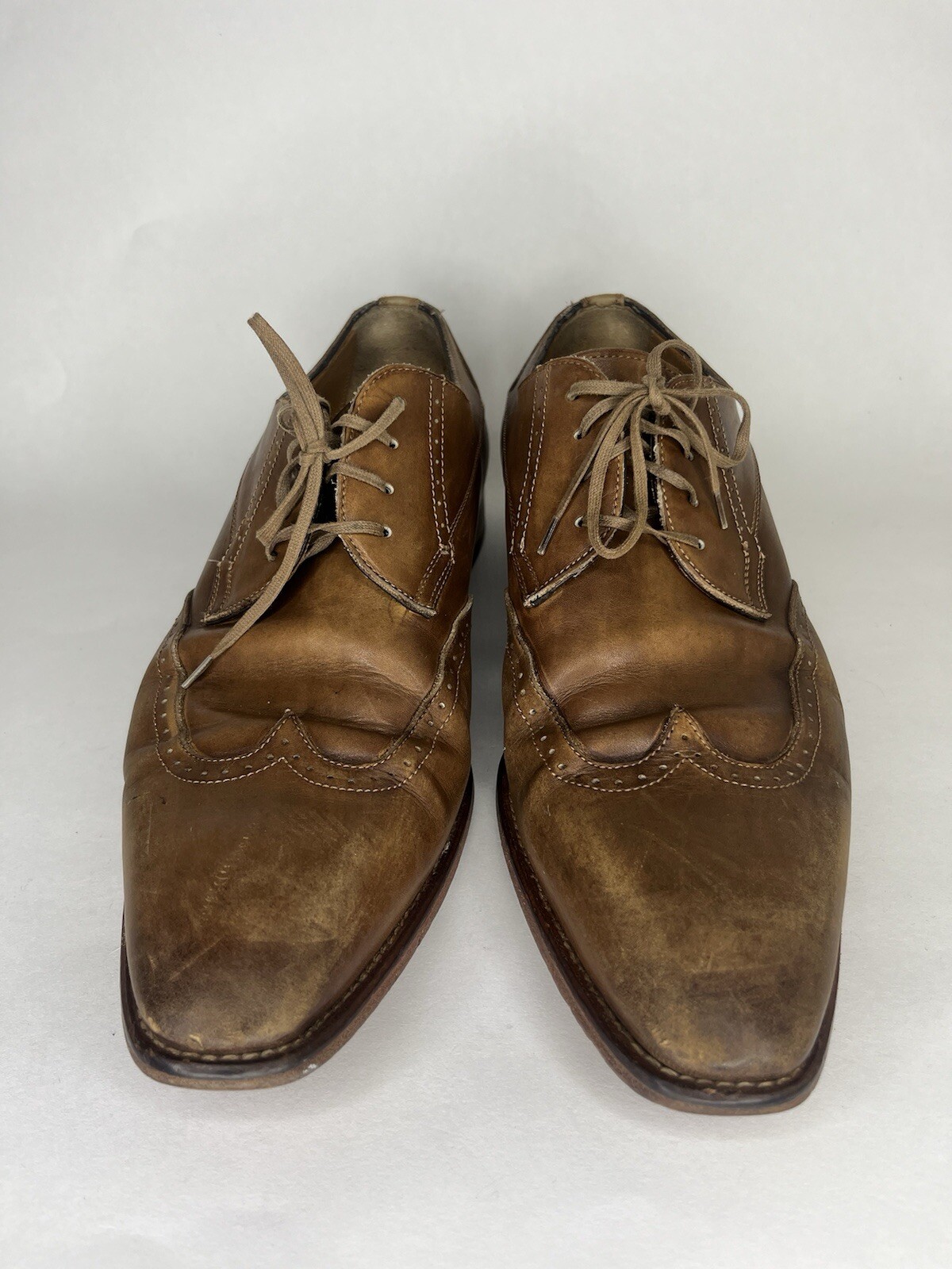 Jose Real Mens Sz 43 (US 10) Brown Leather Oxford Dress Shoes Hand Made In Italy