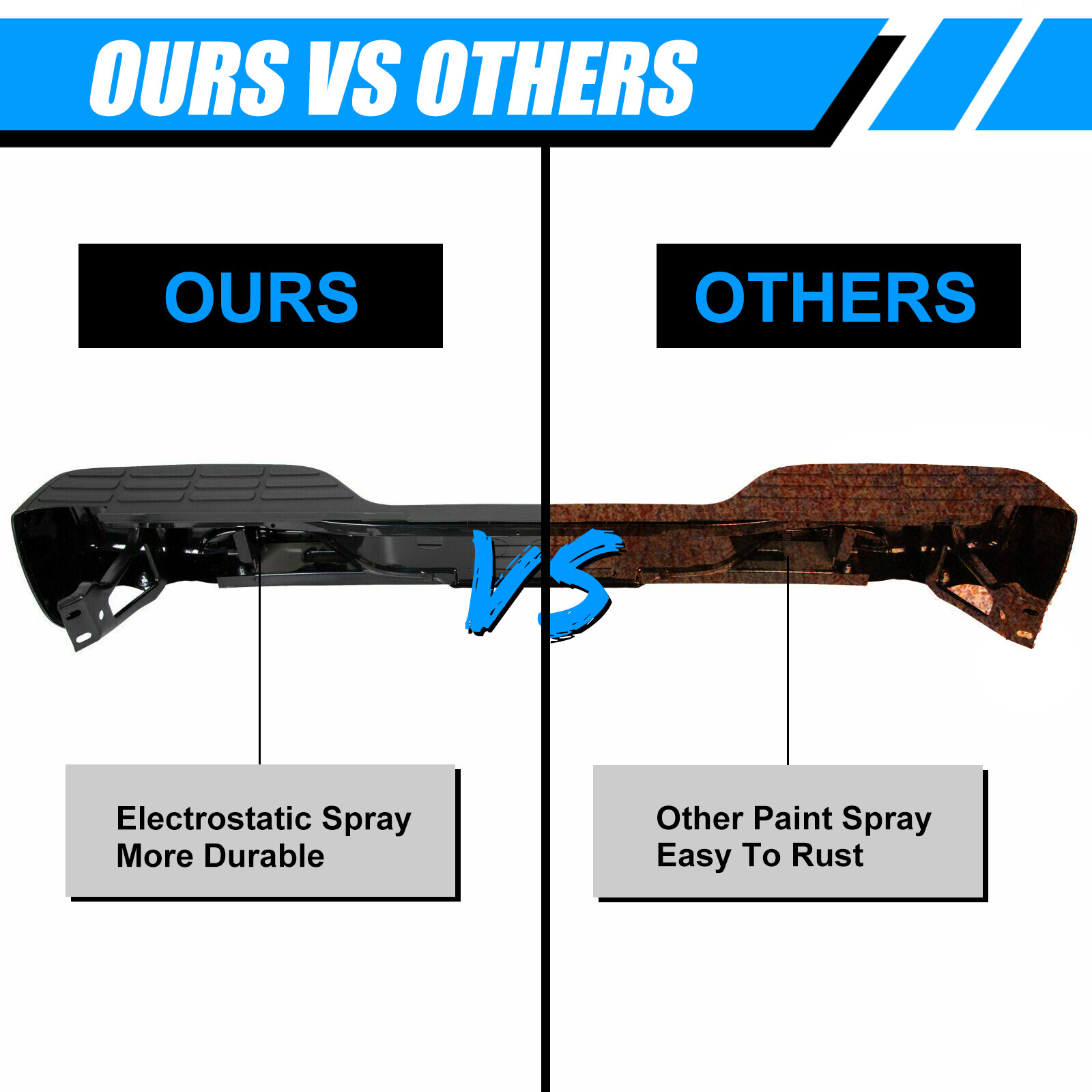 Black Rear Step Bumper Face Bar For Chevy Silverado GMC Sierra 1500 2500 99-07