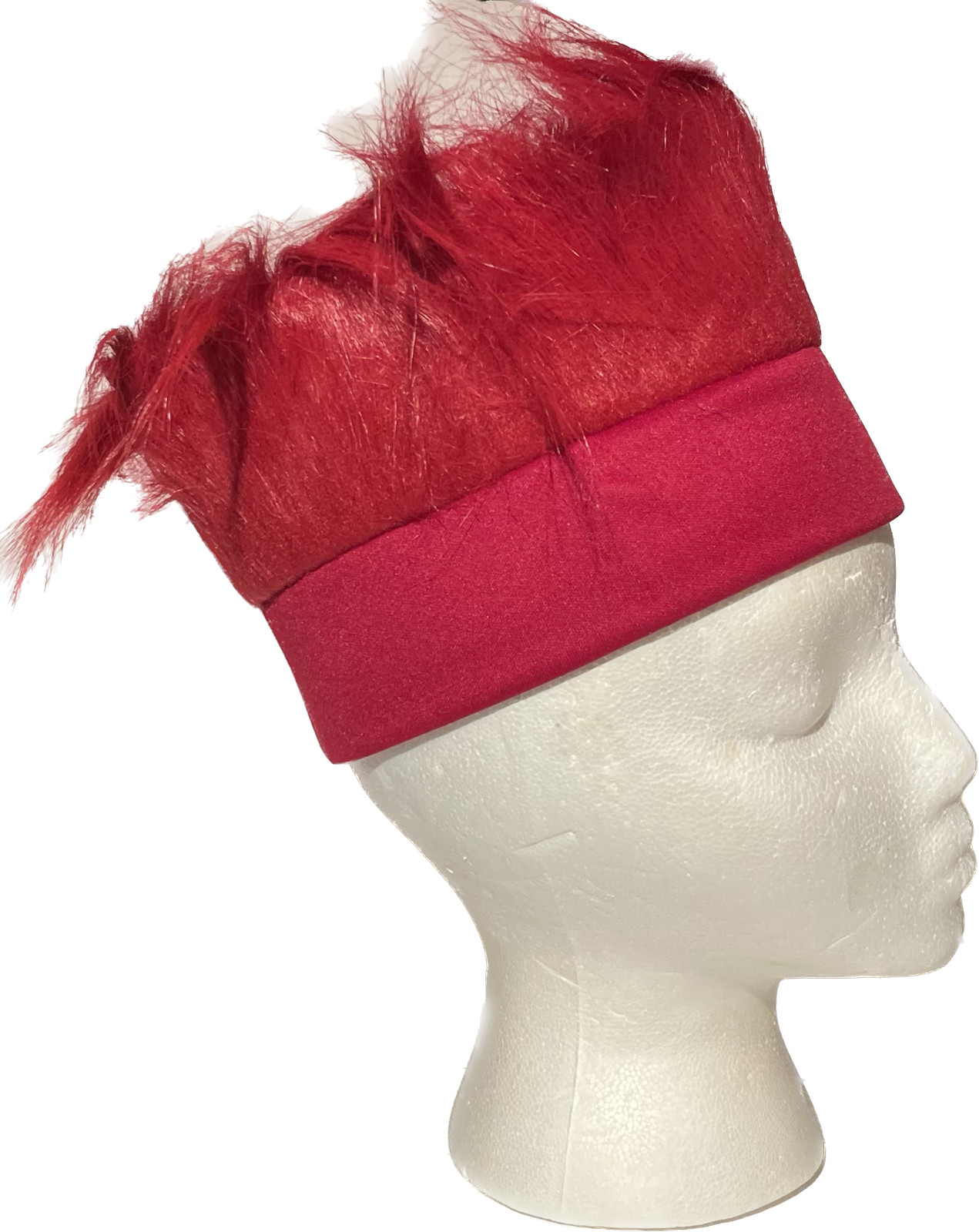 Burgundy Red Fur Headband Funny Clown Wig Punk Spike Hair Hat