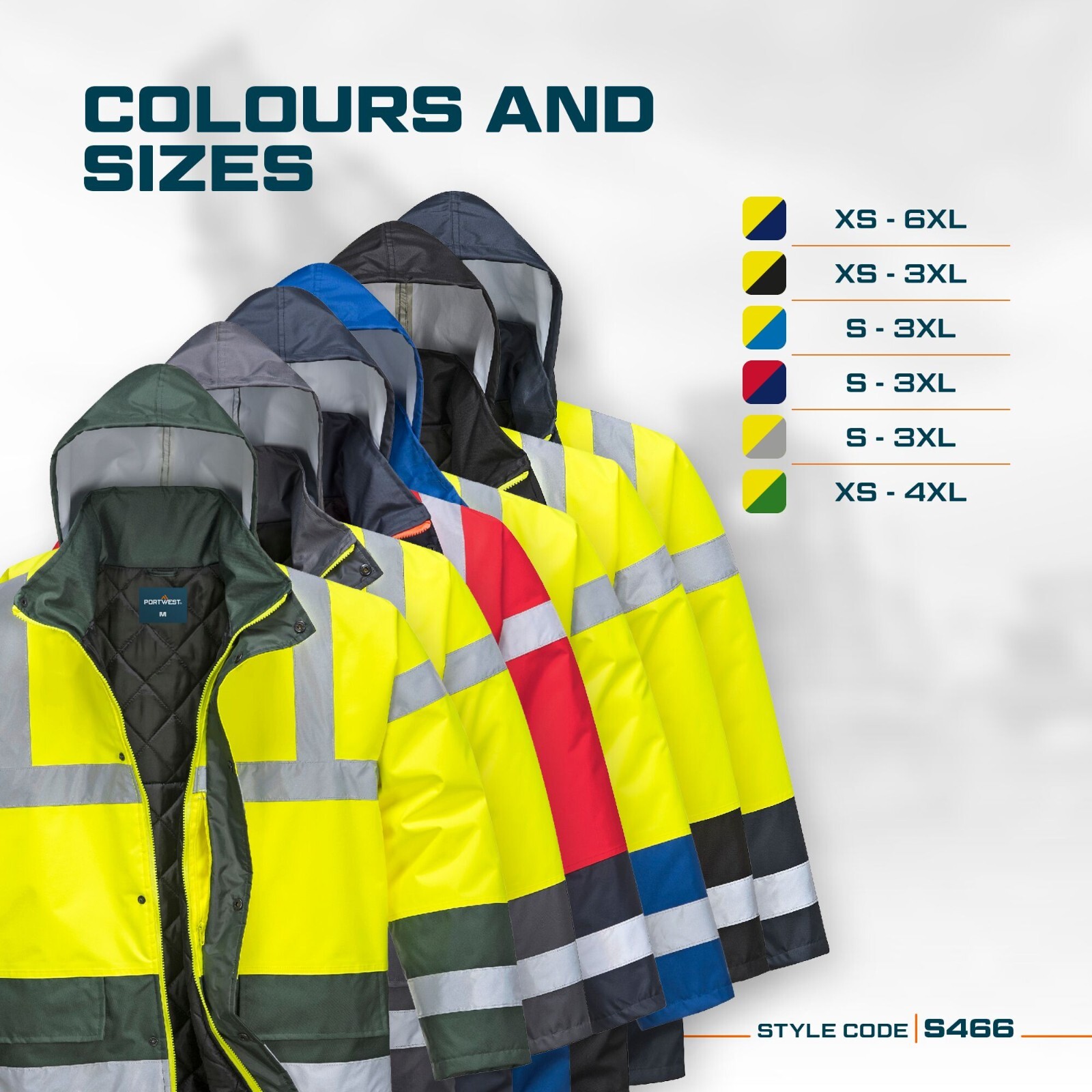 Portwest US466 Mens Waterproof Hi Vis Traffic Jacket Reflective Safety Coat