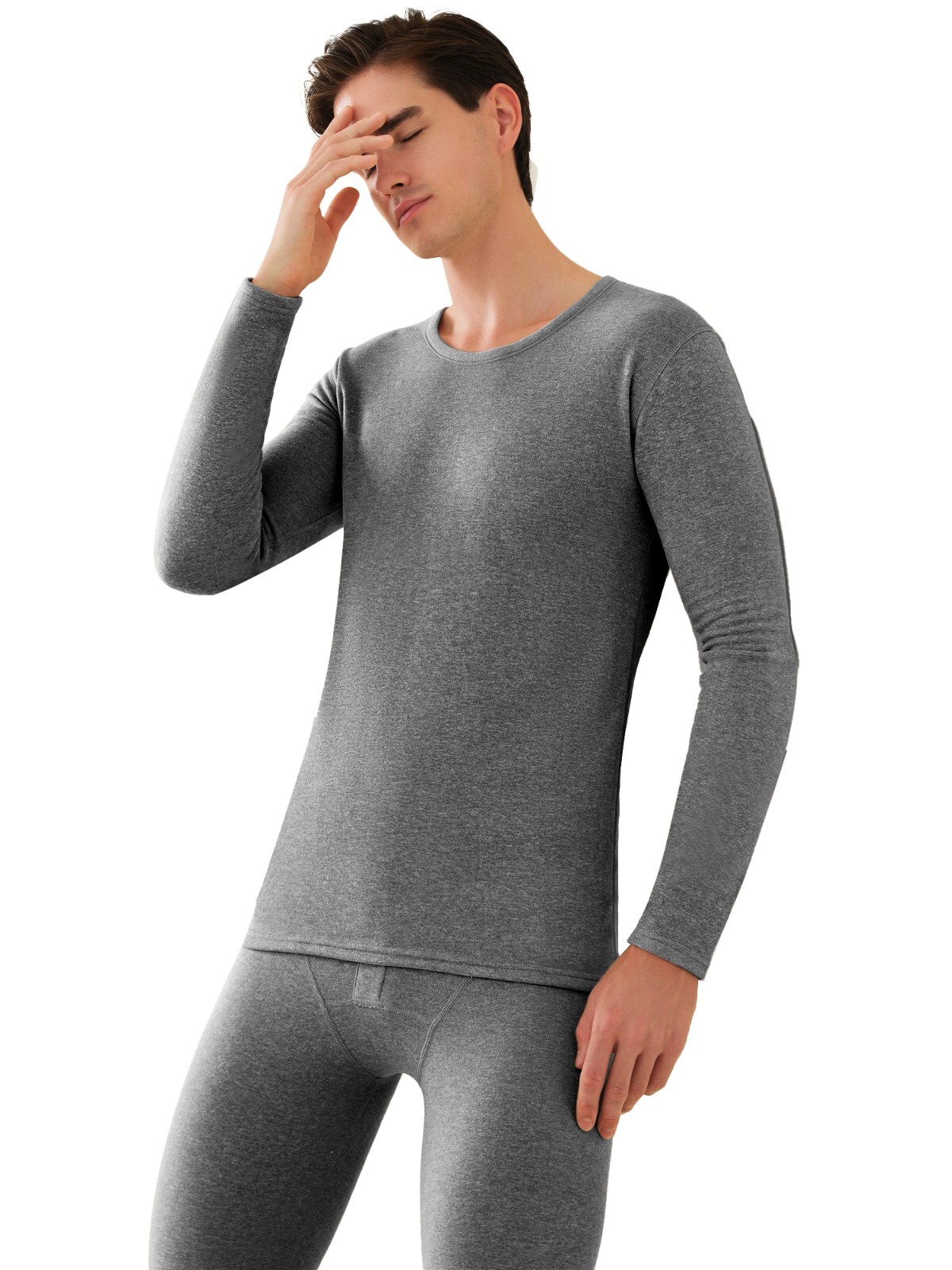 Men's Thermal Underwear Set Cashmere Silk Lining Pajama Set Long Johns Soft