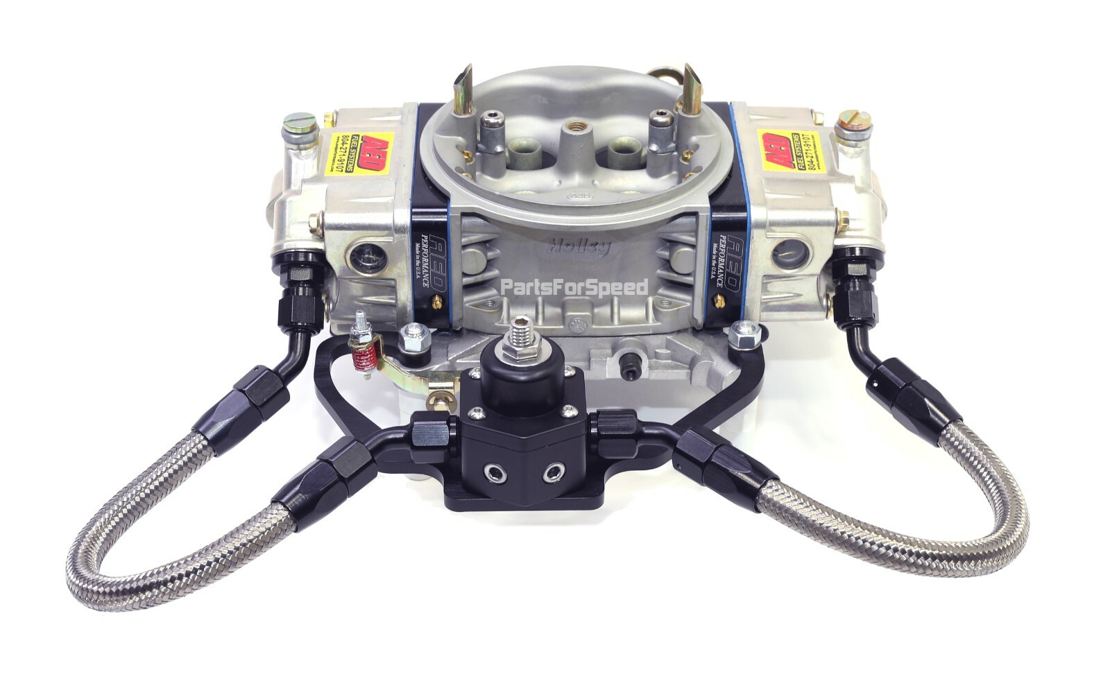 Fuel Pressure Regulator, Bracket, Holley Carburetor Braided Fuel Lines Kit NPT