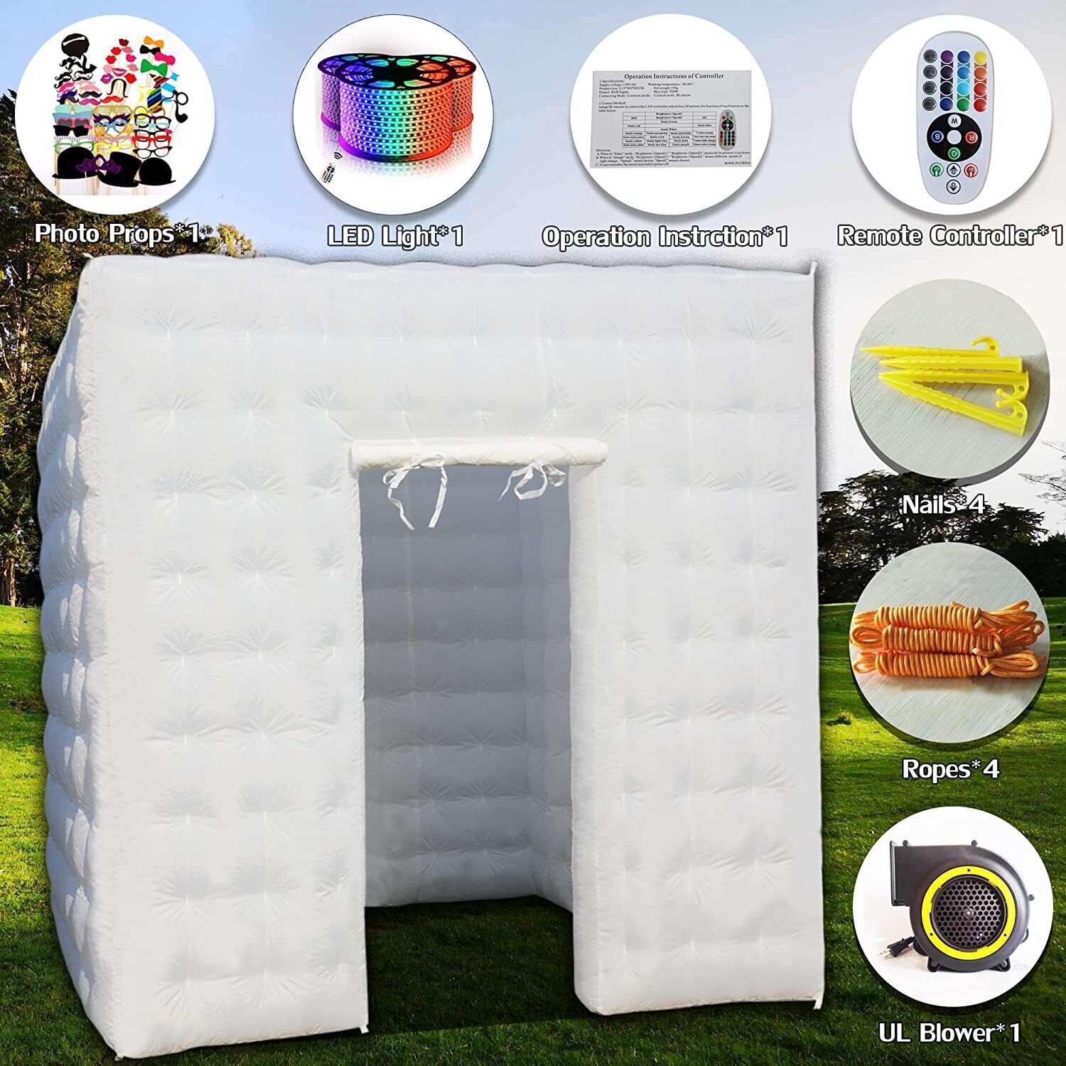 8.2FT Portable Inflatable Photo Booth Enclosure for Wedding Party Events 1 Door
