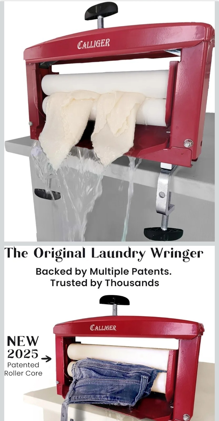 Northwood Calliger Hand Wringer 360 Manual Clothes Wringer Clamp Mount Red