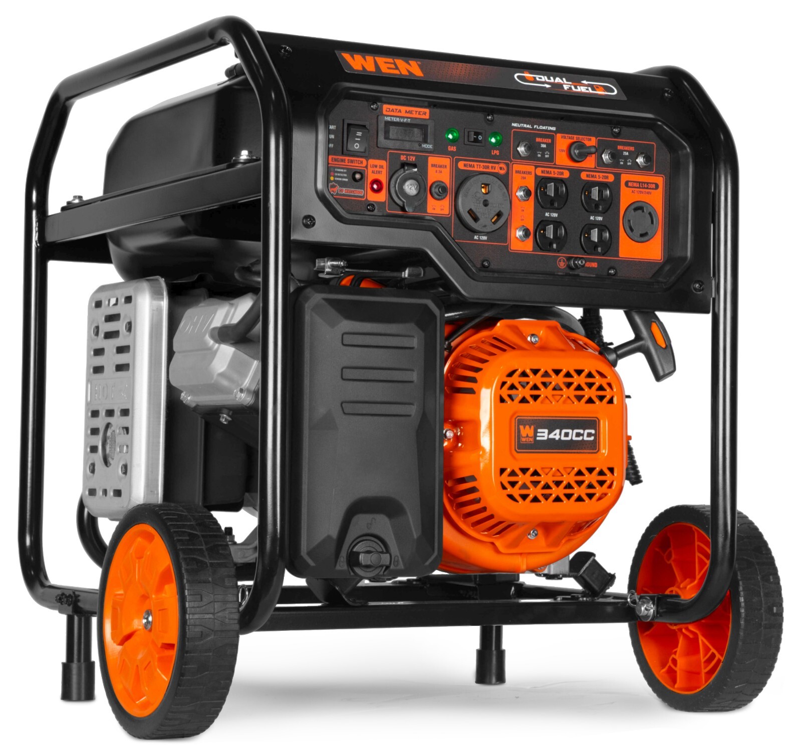 WEN DF8000X 8000W 120V/240V Dual Fuel Portable Generator, Electric Start, 340cc