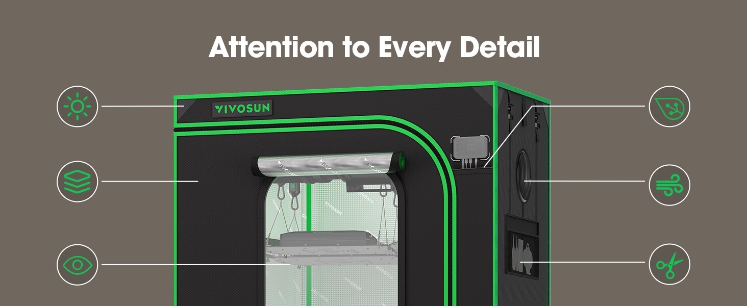 VIVOSUN P425 Grow Tent 48"x24"x72",2000D Oxford canvas lined,Non Toxic,4x2ft