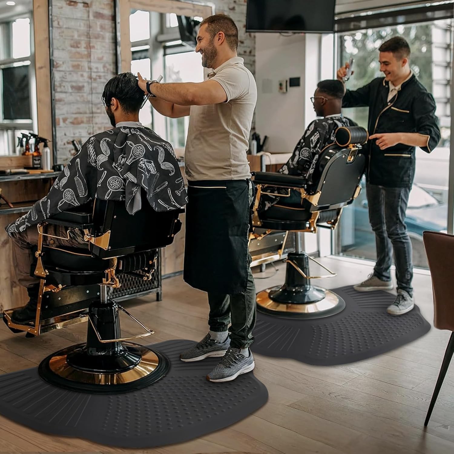 BarberPub Salon Mats for Hair Stylist, Anti Fatigue Barber Mat 1'' Thick 0085