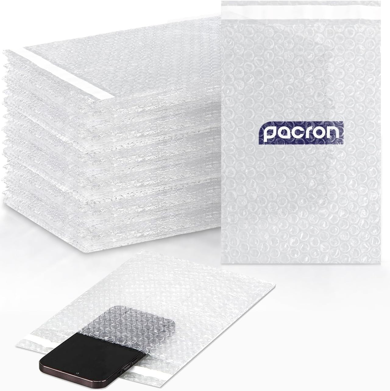 PACRON Clear Bubble Bags Self Seal Shipping Pouches Protective Packaging