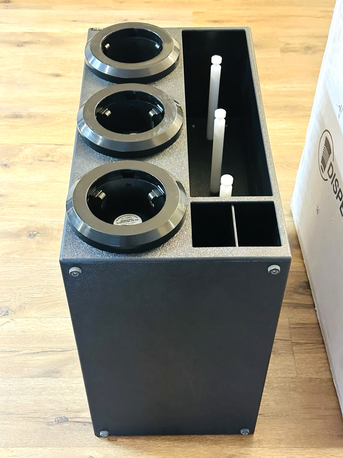 NEW! Dispense-Rite Countertop Cabinet STL-DL-3BT Cup & Domed Lid Dispensers