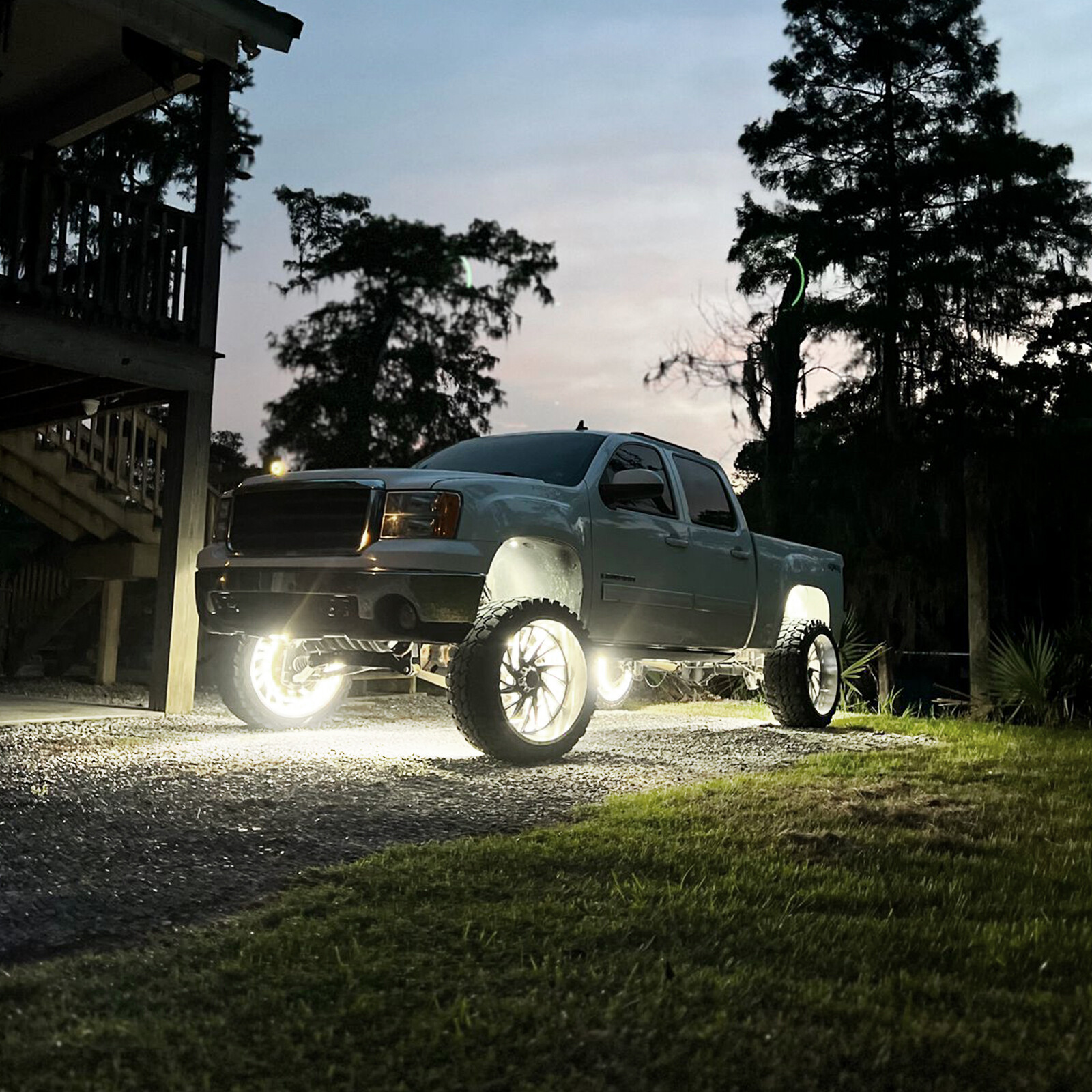 4Pcs 300W 17" Inch 5-Row Pure White LED Wheel Lights Car Rim Lights Ultra-Bright