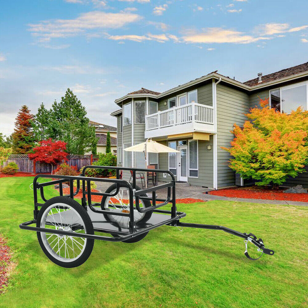 Large Bicycle Bike Cargo Trailer Foldable 110lbs Max Load Steel Carrier For Shop