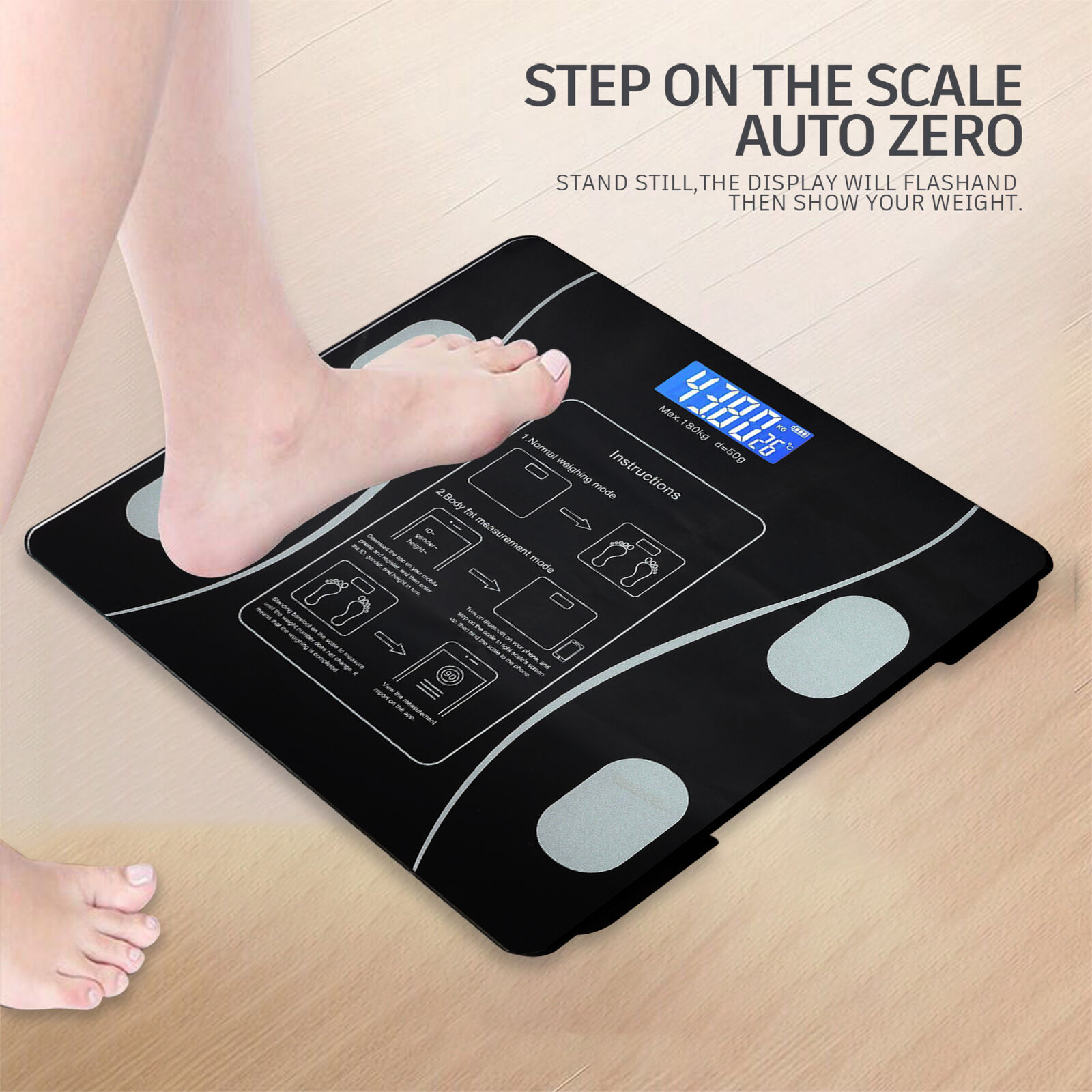Rechargeable Large Display Weight Scale Body Scale Bathroom Scale Body Fat App