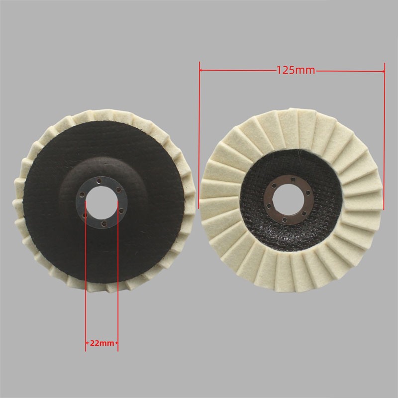 3PCS 125MM Wool Felt Flap Disc Metal working Polishing Buffing Wheel For Grinder