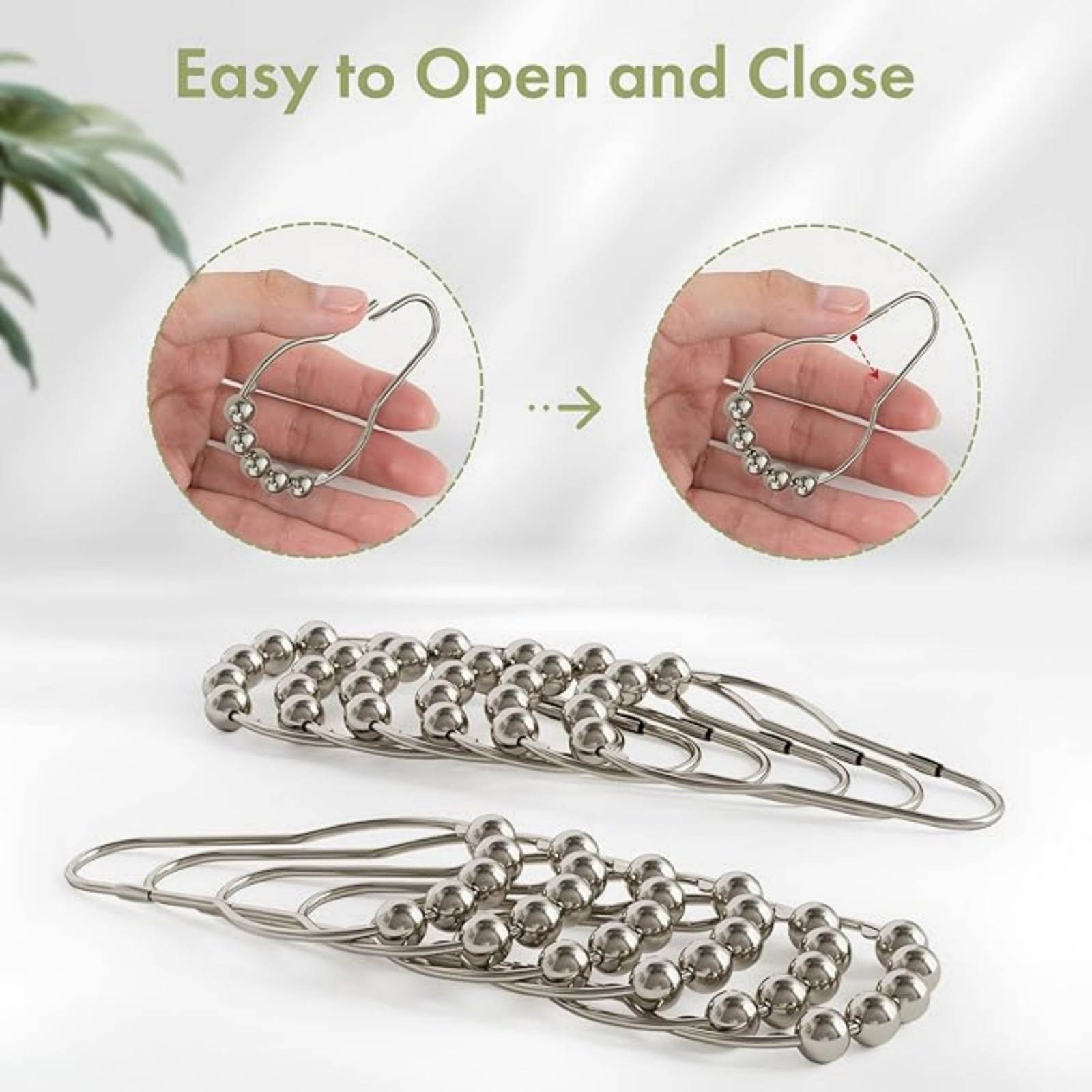 Shower Curtain Hooks Rings Stainless Steel Set of 12 Polished