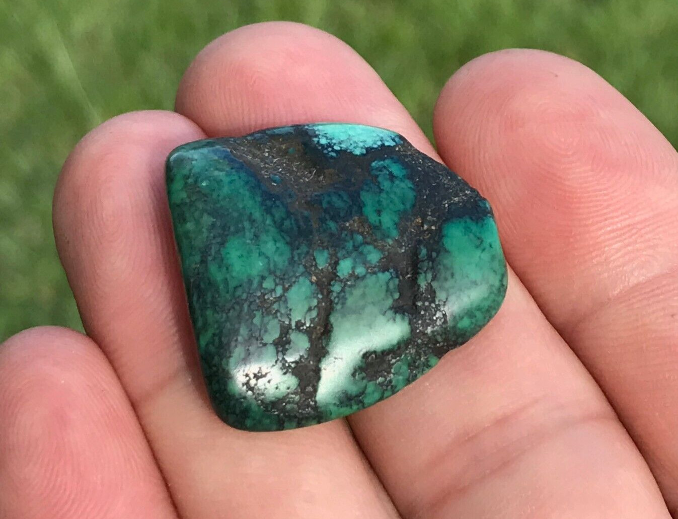 ANTIQUE RARE VERY OLD TIBETAN TURQUOISE BEAD - BEAUTIFUL WORN PATINA