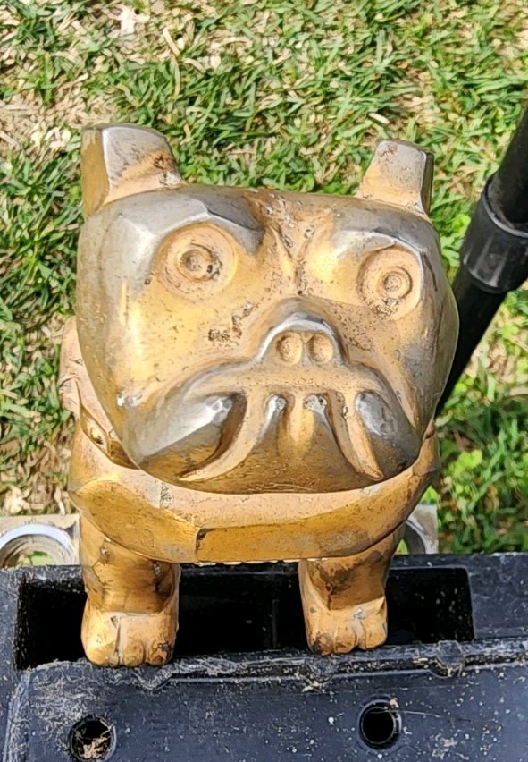Vintage Mack Truck Bulldog GOLD BRASS Hood Ornament Emblem With Base