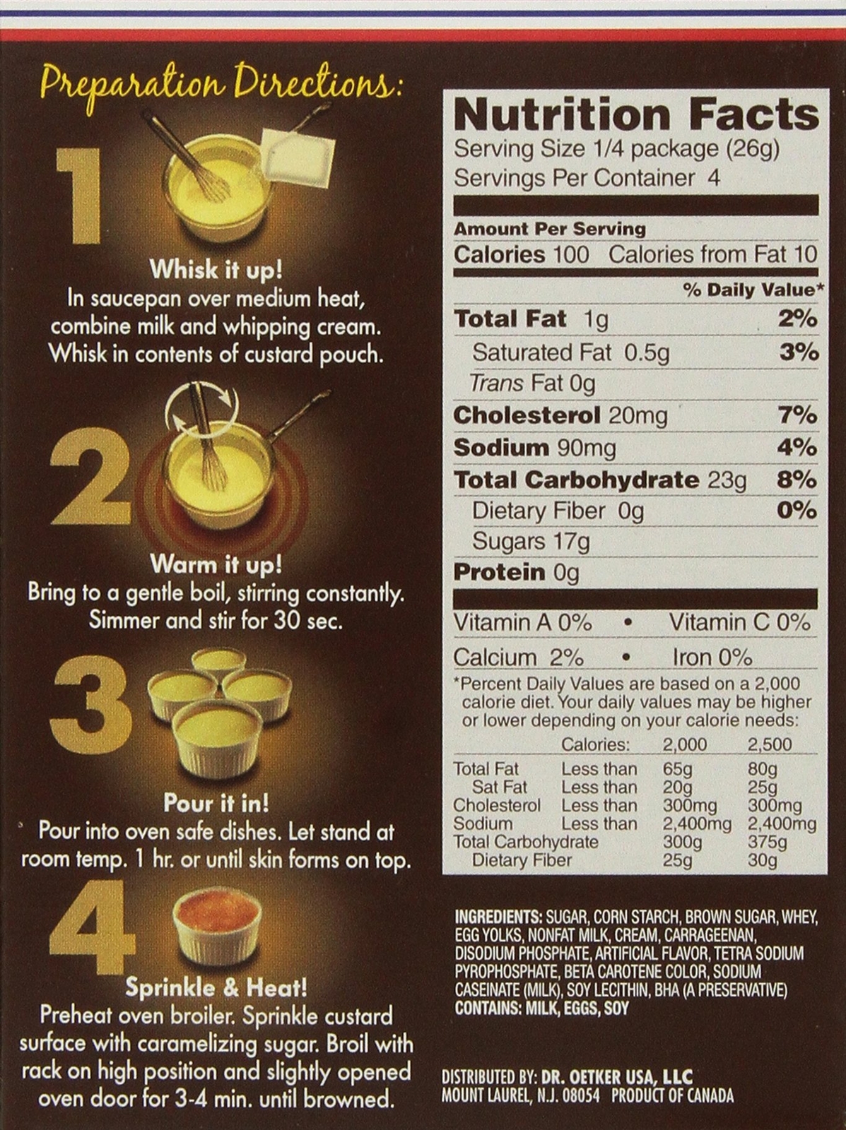 Dr. Oetker Creme Brulee Mix 4 Servings 3.7oz EXP.04.2026
