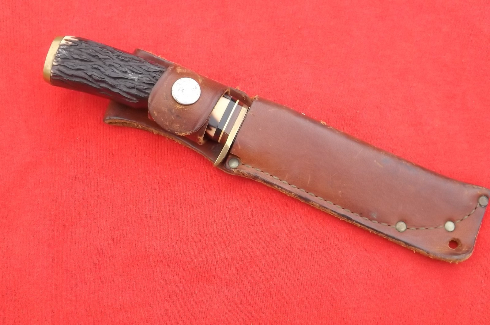 Vintage Schrade USA 498 49er Fixed Blade Knife N SHEATH CASE NICE USED SHAPE