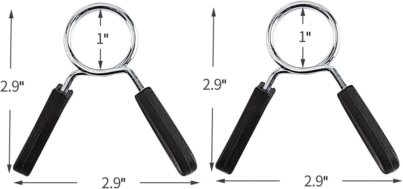 Barbell Clamps 1" Spring Clip Collars for Dumbbells & Weight Bars - 4 Pack